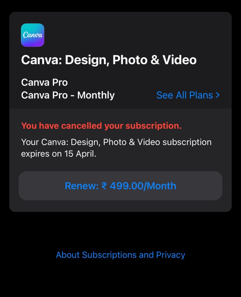 Cancel Canva Pro Subscription on iPhone or iPad